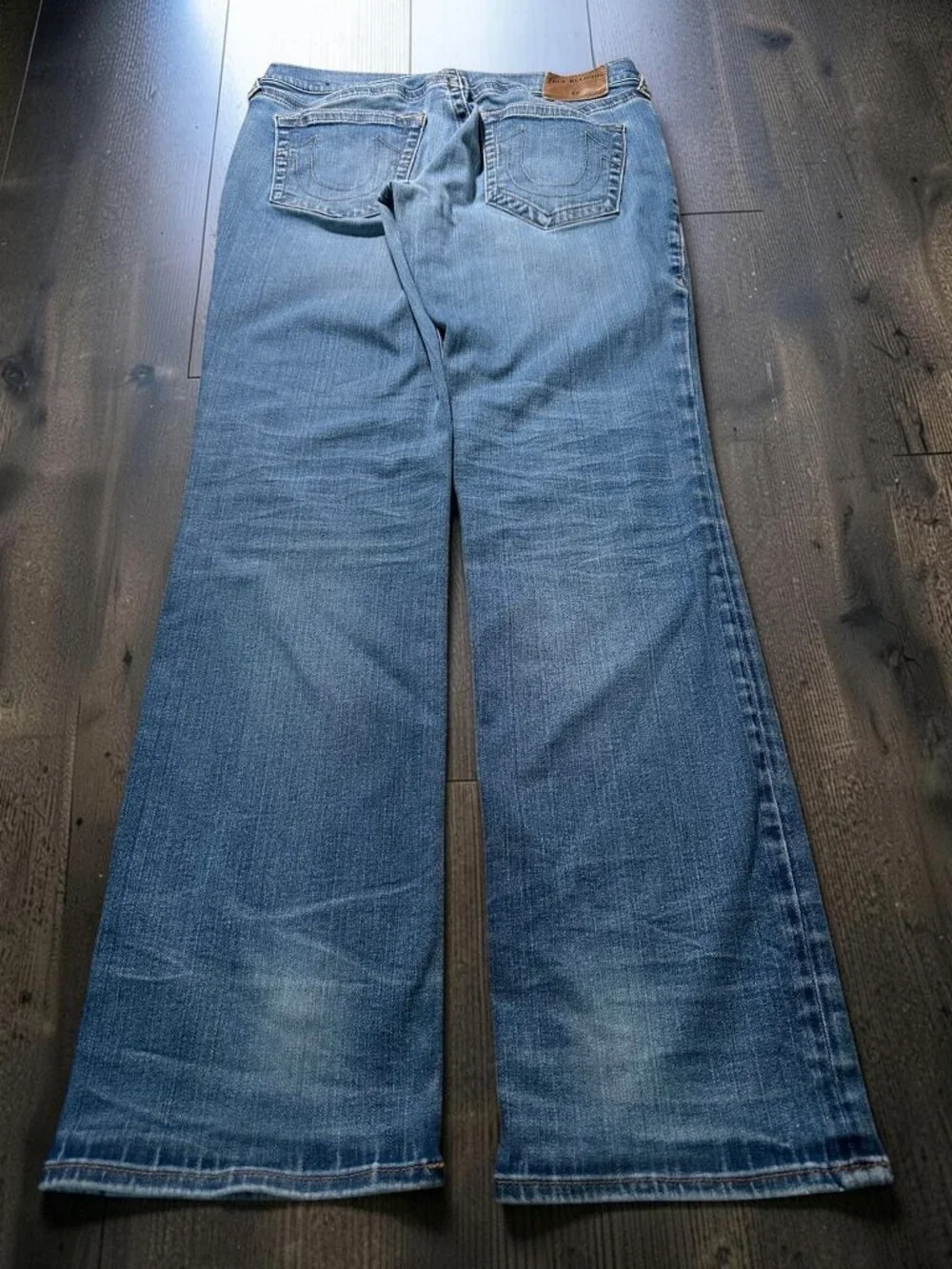 True Religion Ricky Relaxed Straight Jeans 32 Light Wash Stretch Denim Y2K